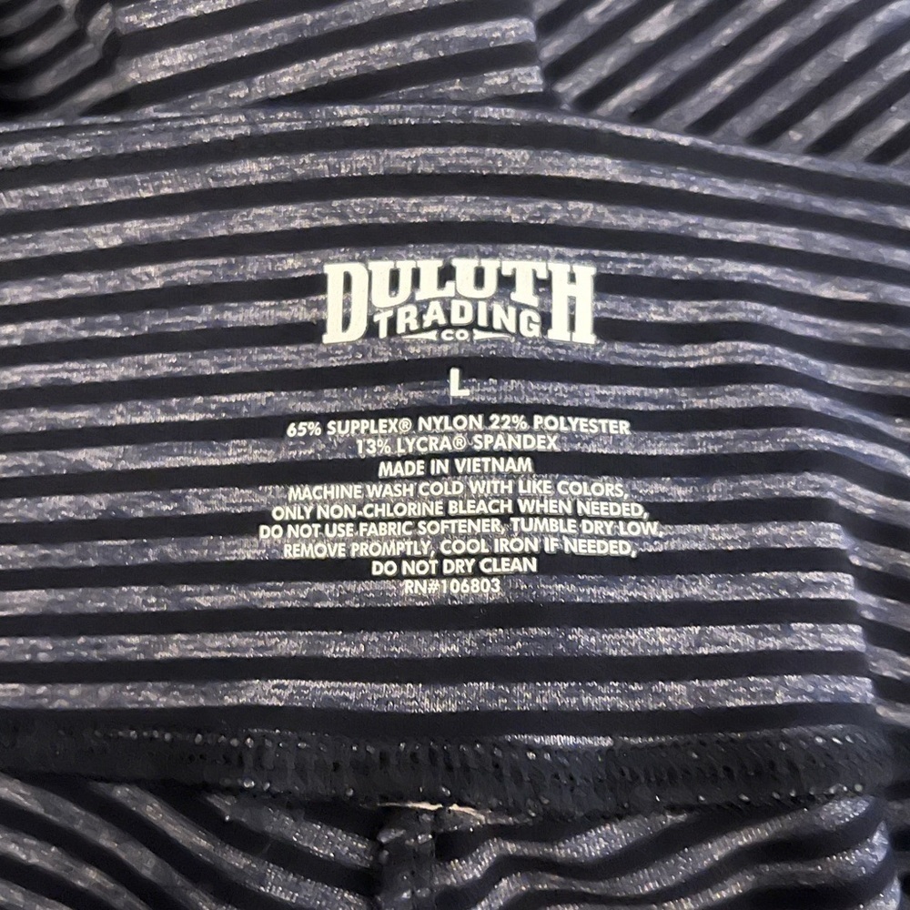 Duluth Trading Co. Navy Stripe Athletic Leggings women’s L Activewear Yoga - Picture 9 of 11